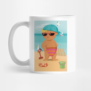 Vacation mood on - the toddler King of the beach enjoying the holiday - mirrored Mug